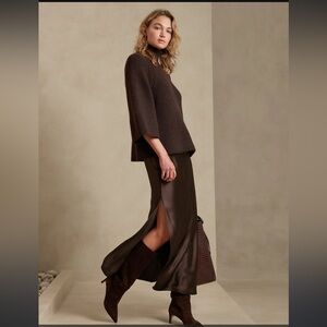 Banana Republic Dreamer Silk Maxi Skirt, brown, XL, NWT